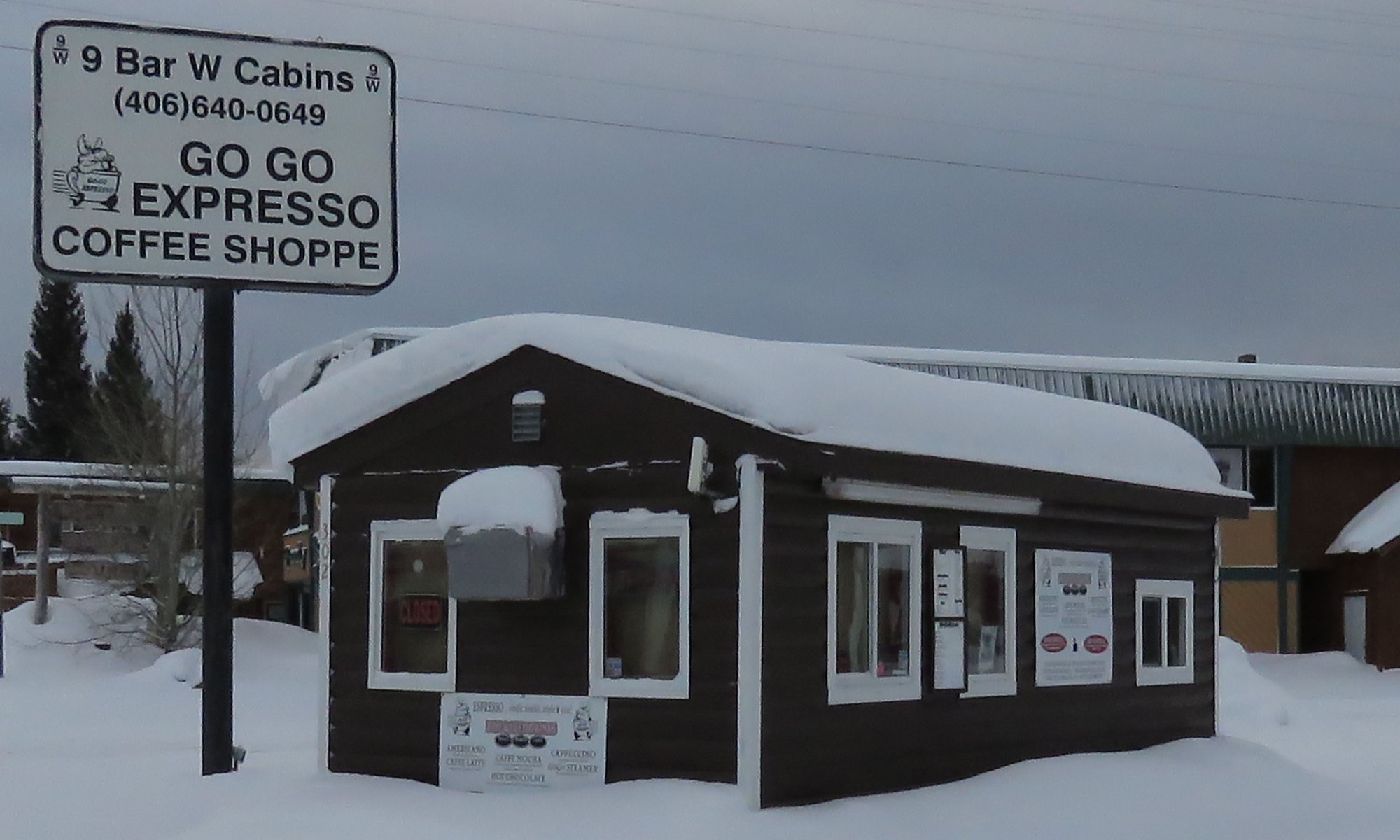 Go Go Expresso Coffee Shoppe Sign and Shack