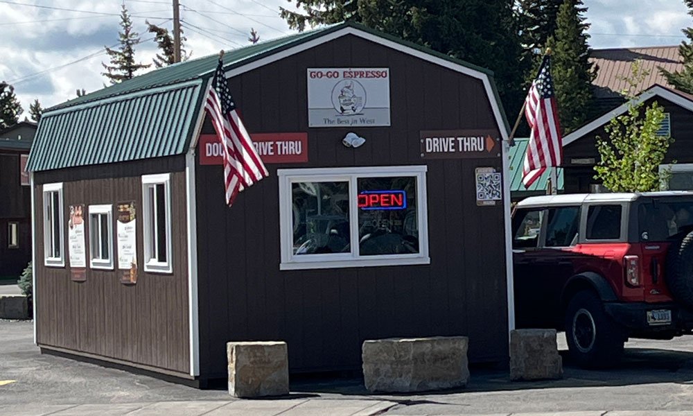 Go Go Expresso Coffee Shoppe Sign and Shack